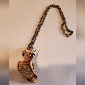 Vintage Razza Owl Pendant Necklace- missing nose
